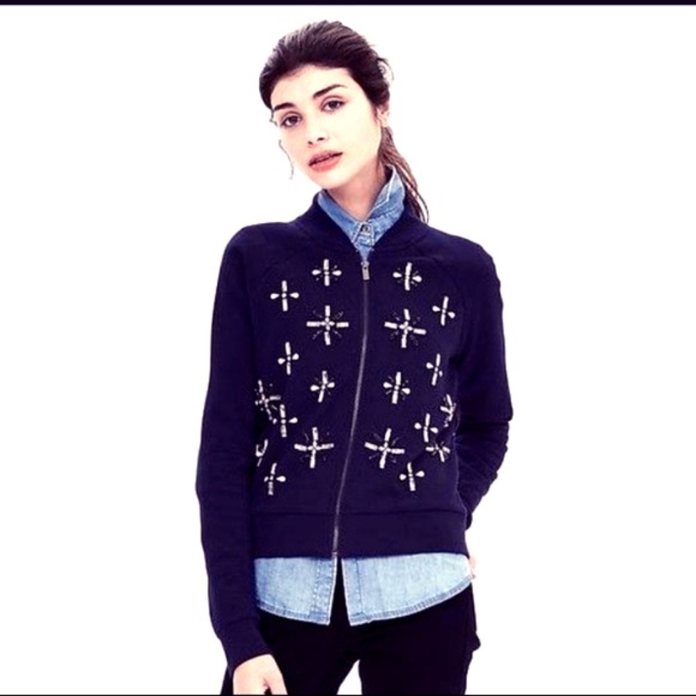 Banana Republic Embellished Knit Bomber Medium